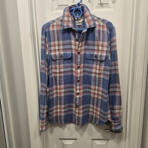 Faherty Blue and Pink Plaid Casual Shirt Size S